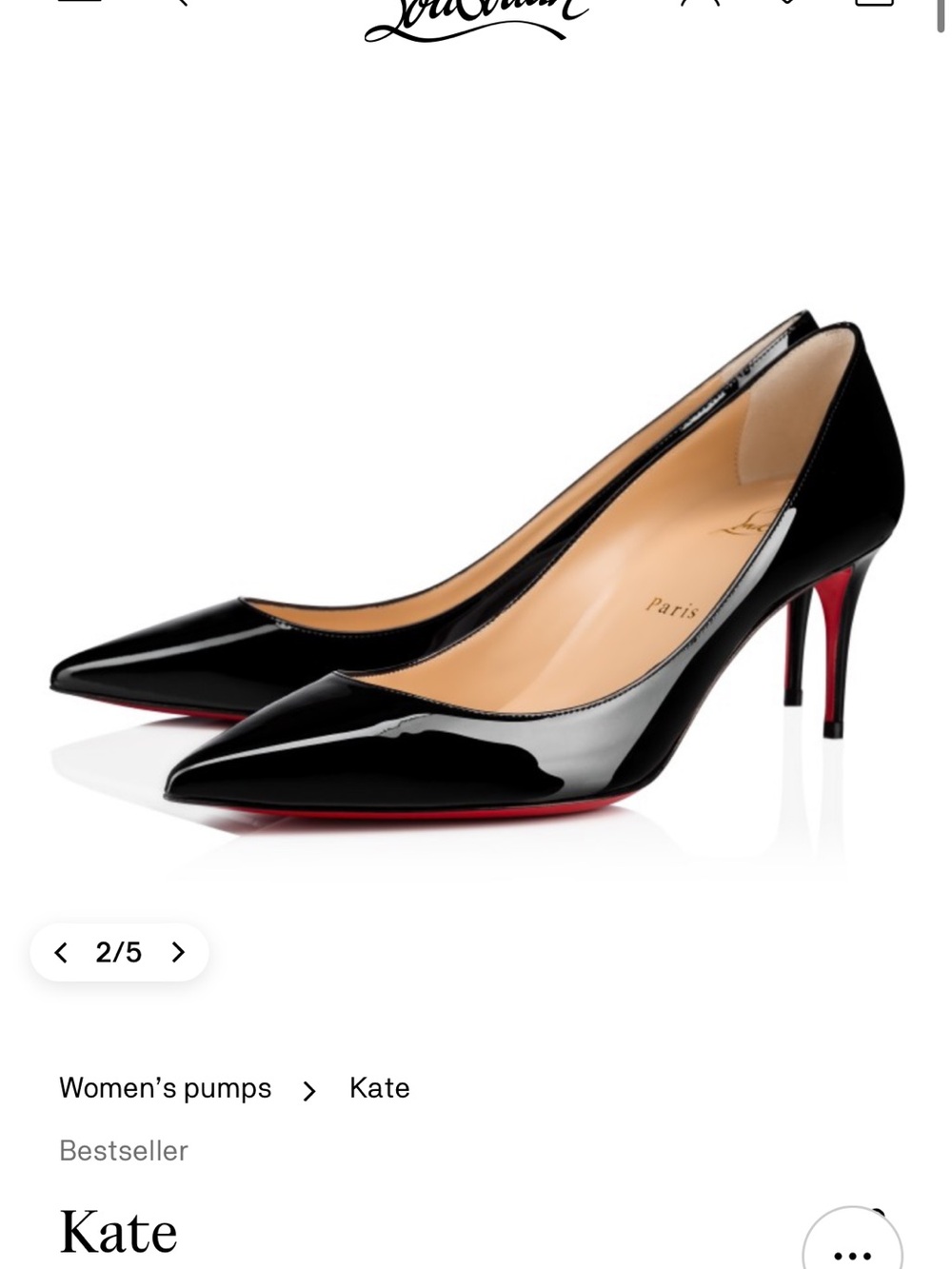 Christian Louboutin Black Patent Pointed-Toe Pumps with Red Sole - Picture 2 of 9
